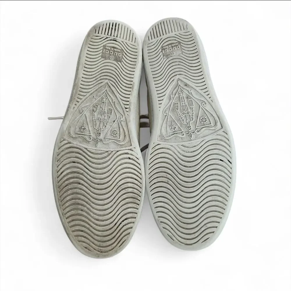 Gucci Ace Low Top Cream GG Embossed Logo Men's Size 38 with Box